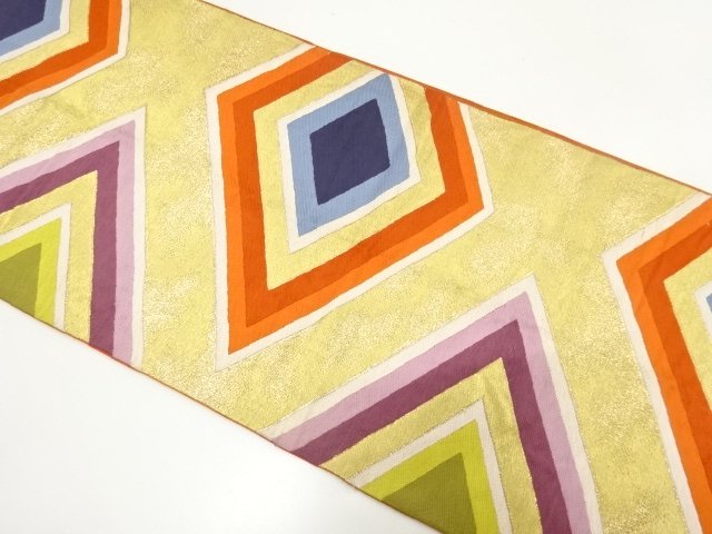 JAPANESE KIMONO / ANTIQUE FUKURO OBI / WOVEN RHOMBUS